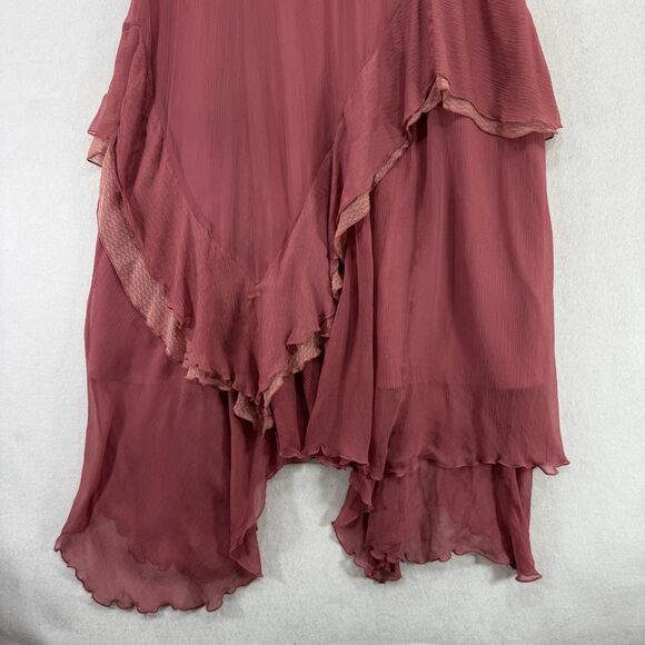 Moulinette Soeurs Dress Women 8 Pink Midi Fairy Coquette Ruffle Flowy Boho - Picture 14 of 15